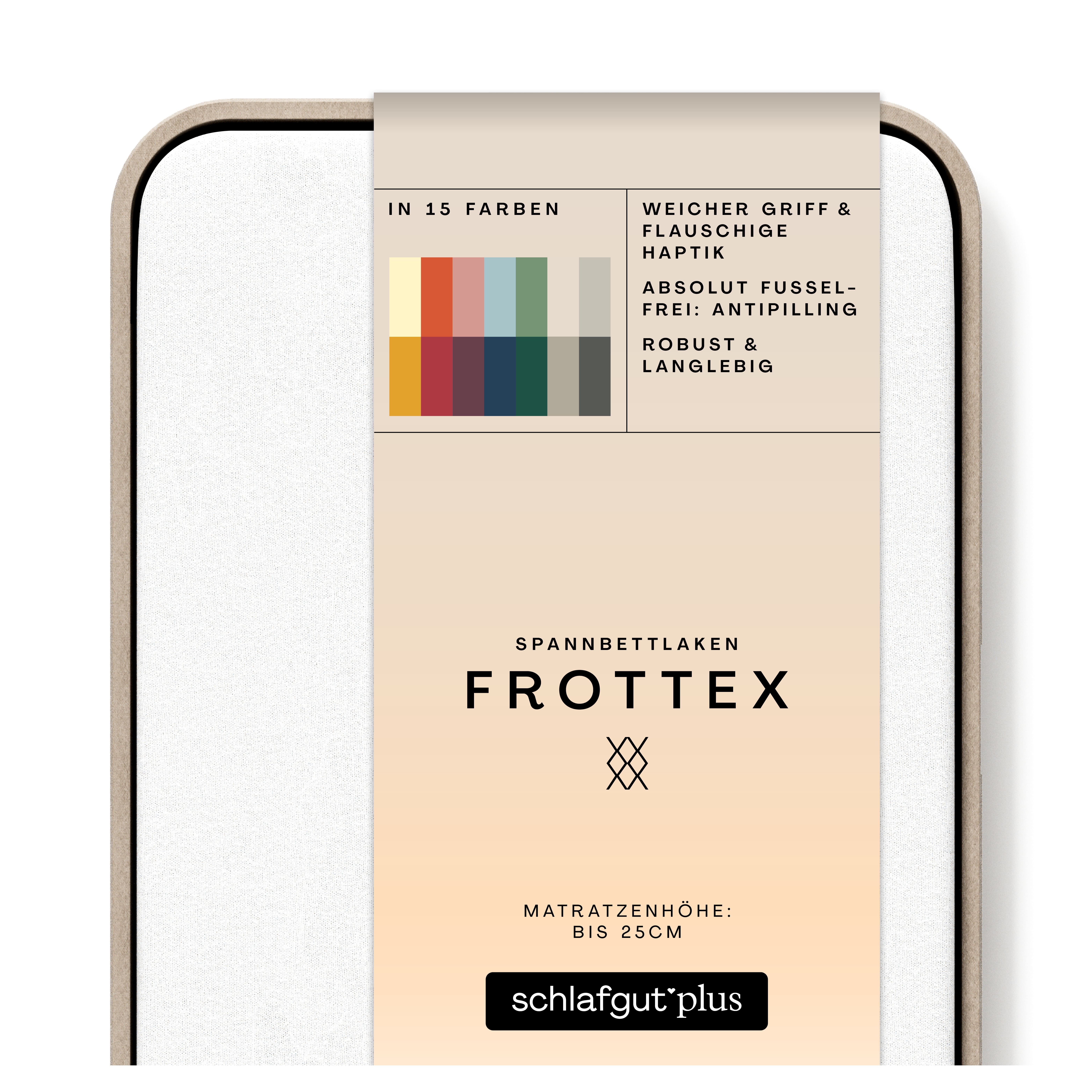Das Produktbild vom Spannbettlaken der Reihe Frottex in Farbe full-white von Schlafgut