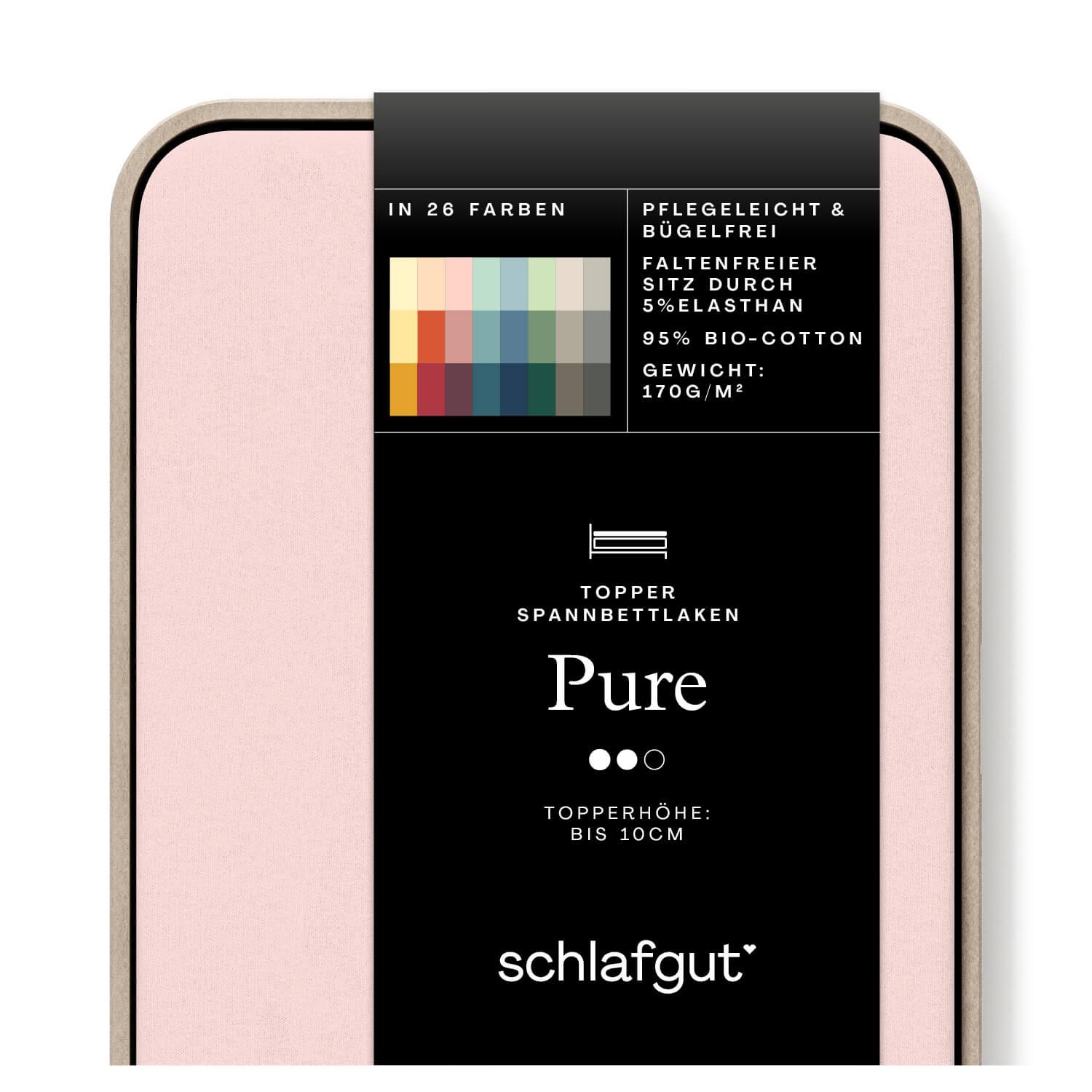 Das Produktbild vom Spannbettlaken der Reihe Pure Topper in Farbe purple light von Schlafgut