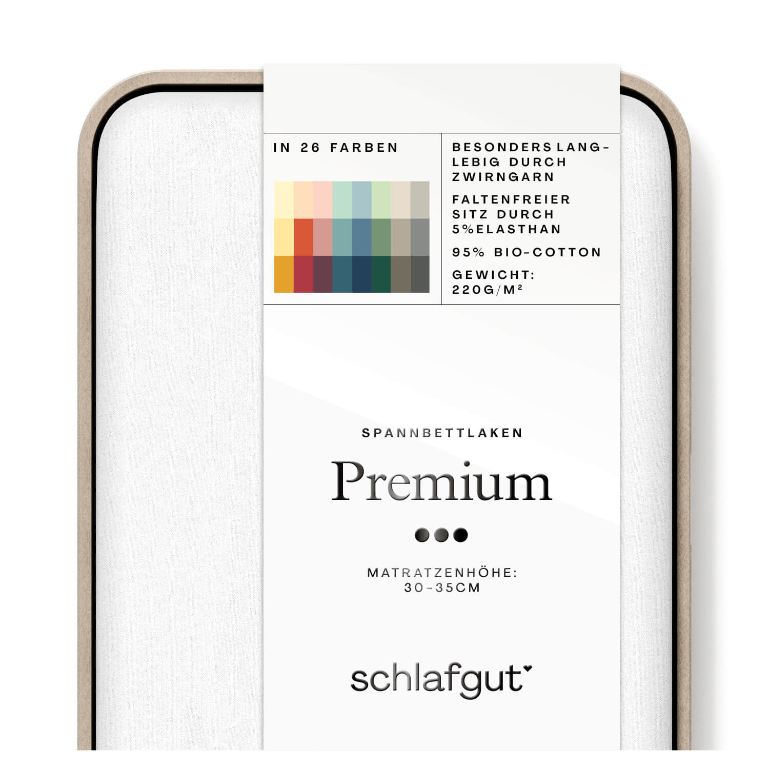 Das Produktbild vom Spannbettlaken der Reihe Premium in Farbe full-white von Schlafgut