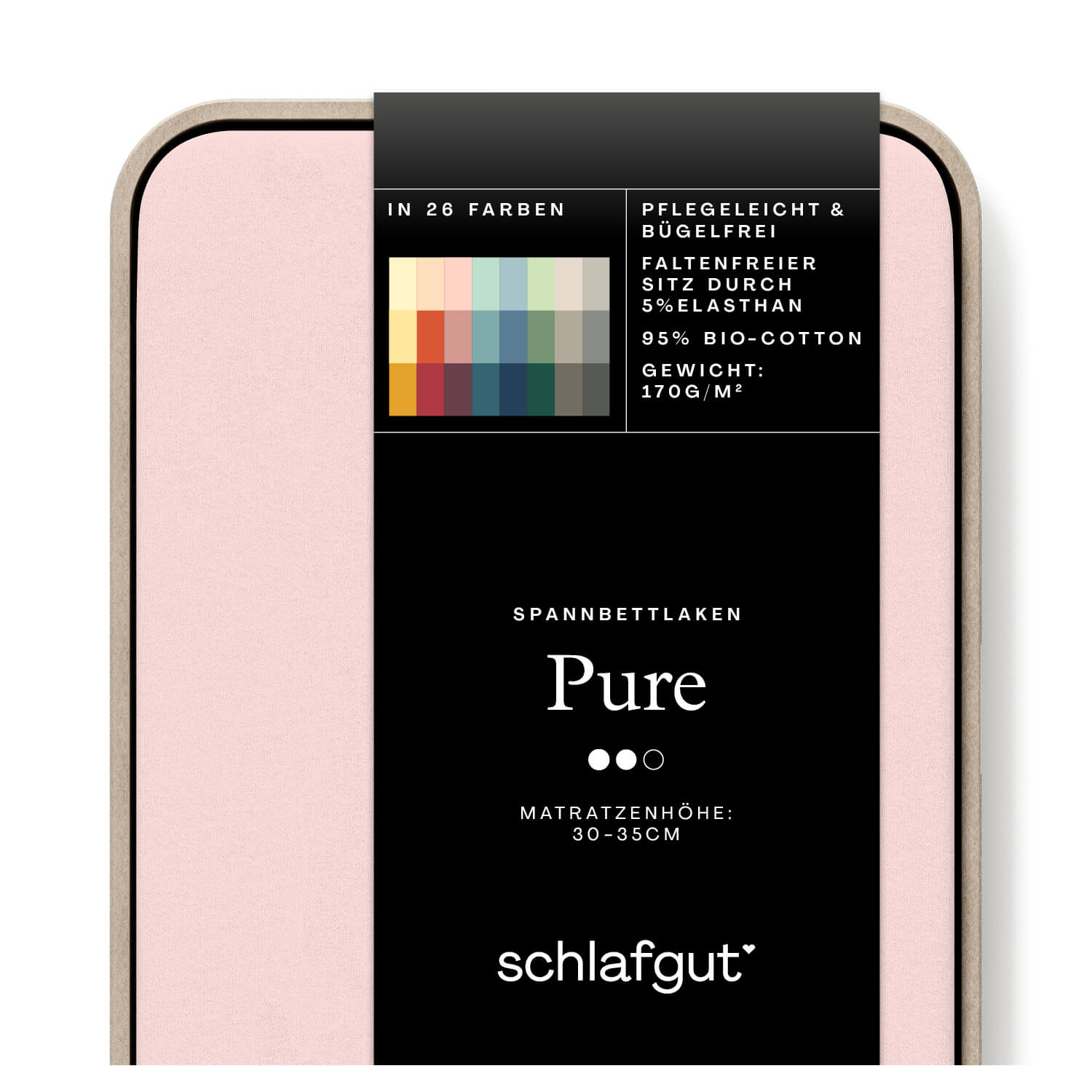 Das Produktbild vom Spannbettlaken der Reihe Pure in Farbe purple light von Schlafgut