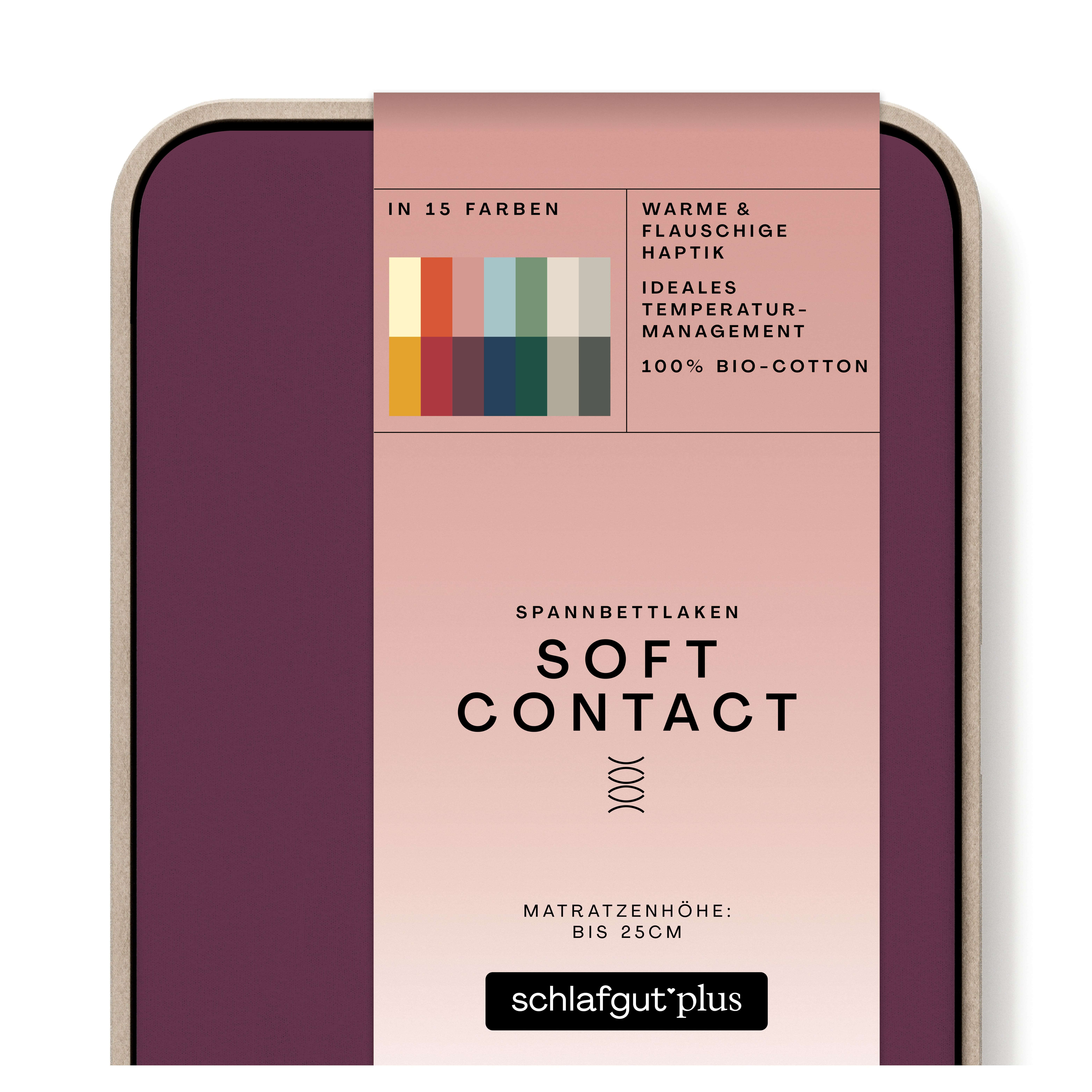 Das Produktbild vom Spannbettlaken der Reihe Soft Contact in Farbe purple deep von Schlafgut