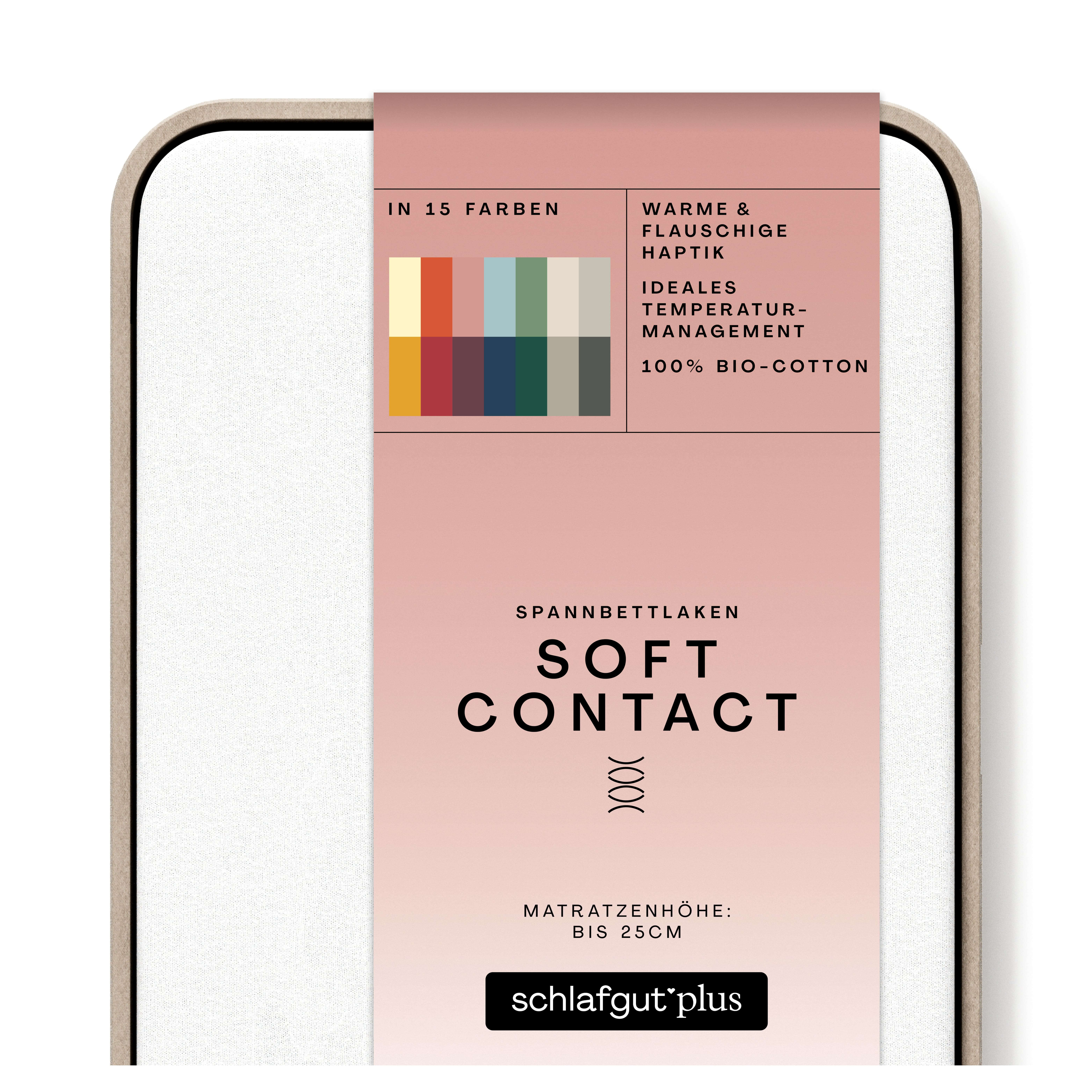 Das Produktbild vom Spannbettlaken der Reihe Soft Contact in Farbe full-white von Schlafgut