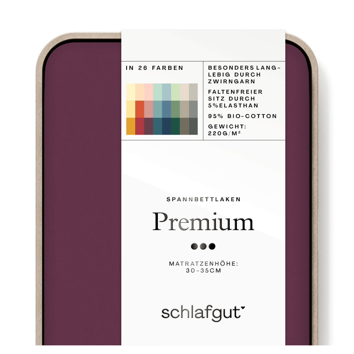 Das Produktbild vom Spannbettlaken der Reihe Premium in Farbe purple deep von Schlafgut